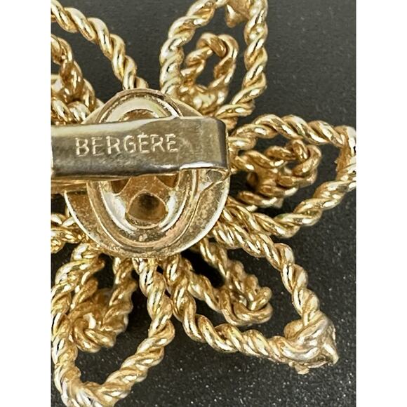 Vintage Iconic Bergere Goldtone Atomic Floral Earrings Set Pearls And Crystals - Picture 3 of 4